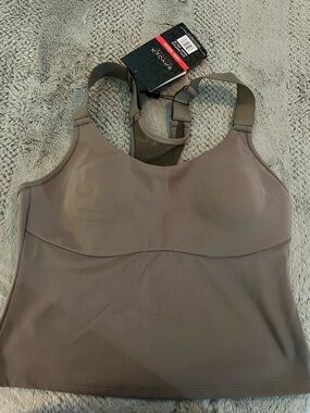 Spyder Active Seamless Built-In Bra Tank - Taupe